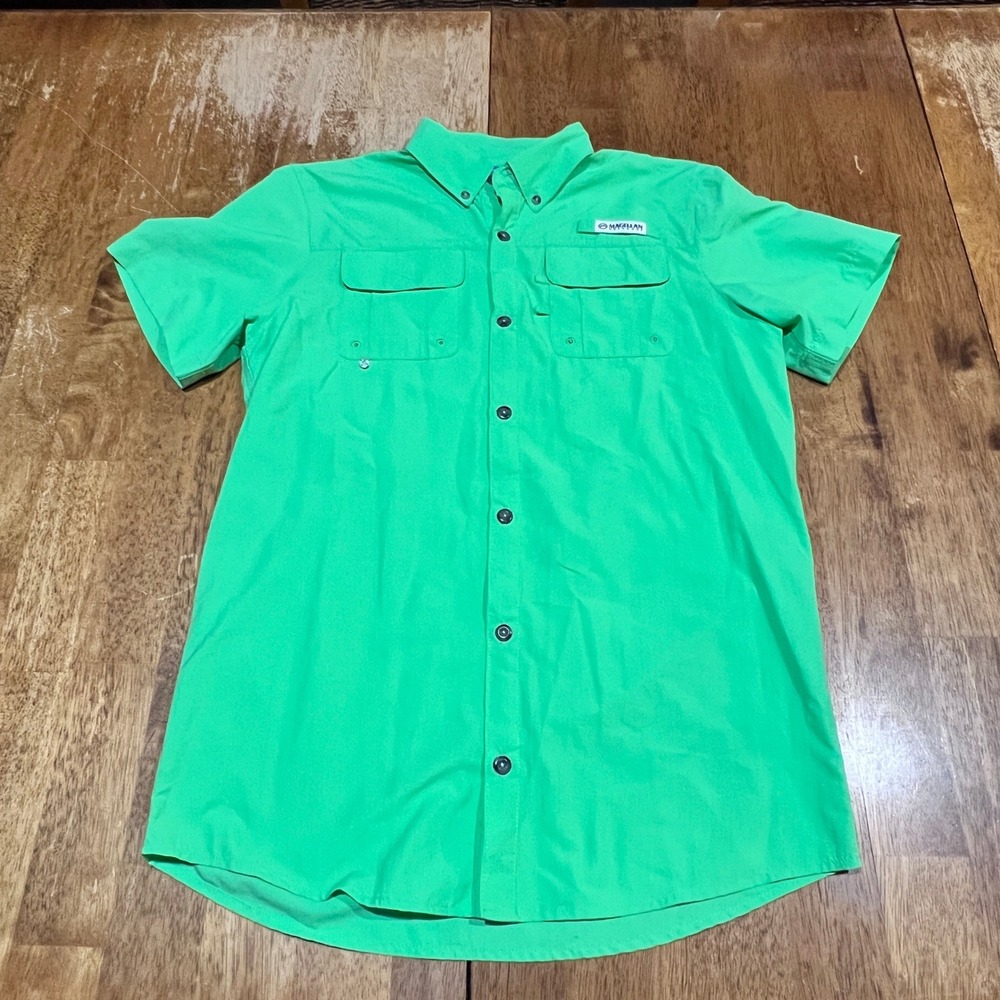 Magellan Outdoors Fish Gear Fishing Shirt Boys XL 18-20 Green Relaxed Button